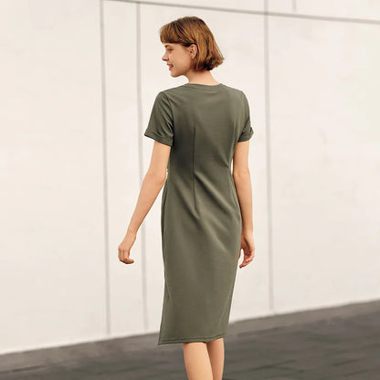Dress Women Vintage Casual Midi Dress  Summer New Letter Print Split T-Shirt Dress