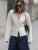 Elegant Knitted Solid V-neck Cardigan Women Casual Loose Single Breasted Pockets Sweater Female Chic Versatile Street Knitwear