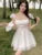 Y2K Lace Princess Party Dress Sexy Spaghetti Strap Square Collar Ruffles A-line Short Dresses for Women Prom Summer Mini Vestido