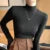 Suéter de cuello alto para mujer, suéter vintage de punto básico liso, jersey informal ajustado, moda coreana, jerséis sencillos y elegantes para otoño e invierno.
