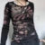 2000s Retro Rhinestone Graphic Print T-shirt Harajuku Grunge Y2K Aesthetics Fairy Crop Top Korean Fashion Vintage Mall Goth Tees