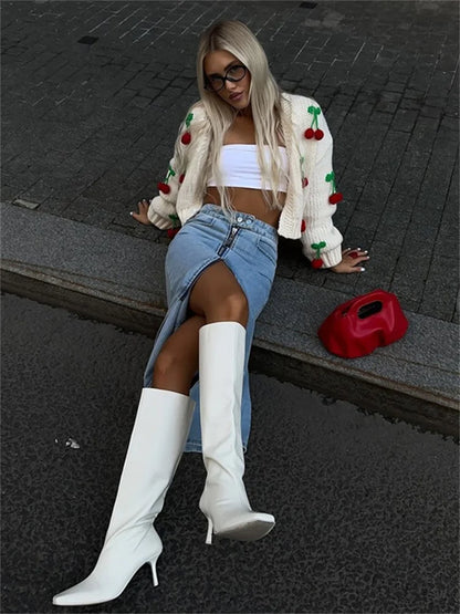 Suéter cárdigan de punto para mujer, estilo patchwork, holgado, informal, con cuello en V y cintura alta, prendas de vestir Y2k, cárdigan de punto para mujer
