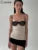 Vestido mini con paneles para mujer, con borlas, patchwork, envuelto en el pecho, irregular, sin espalda, súper corto, tendencia urbana