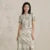 Traje de marca compartida para mujer, top corto ajustado, falda larga abierta, conjunto de ropa Guo Feng de verano de dos piezas