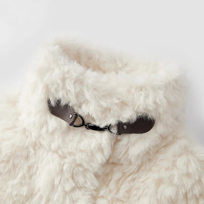 Coat Women Imitation Rabbit Fur Imitation Suede Patchwork Retro  New Winter Loose Stand-Up Collar Jacket