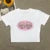 Camiseta básica americana de cuello redondo con estampado de letras, de punto, de manga corta, estilo Spice Girls, top corto ajustado de verano