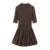 Elegante minivestido plisado para mujer, marrón, cuello redondo, sin mangas, corte A, cintura alta, vestidos de fiesta, moda informal, nuevo, batas con cremallera