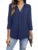 Blusas de estilo primavera-verano para mujer, camisas informales para dama, manga tres cuartos, cuello vuelto, color liso, blusas holgadas, DF5012
