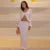 Elegante conjunto de falda de punto para mujer, cárdigan sexy con corte de hongo, falda larga y ajustada, conjunto de dos piezas para playa y vacaciones.