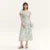 Dress Women Square Neckline Ruffled Trim And Short Flutter Sleeve  Summer New Fresh And Delicate Chiffon Floral Dress