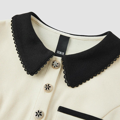 Vestidos de mujer, vestido polo bordado, elegante vestido de verano, recién llegado, vestidos florales con bloques de color para mujer