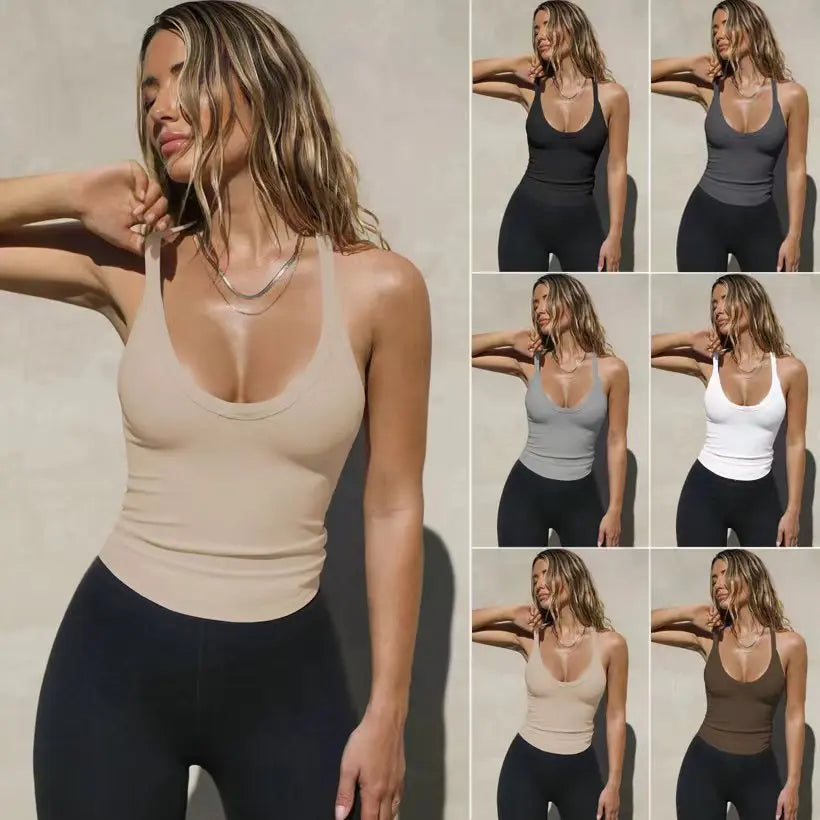 Nuevo chaleco básico para mujer, primavera verano, Europa y Estados Unidos, top ajustado sexy para mujer, marca de moda con camisa base para mujer