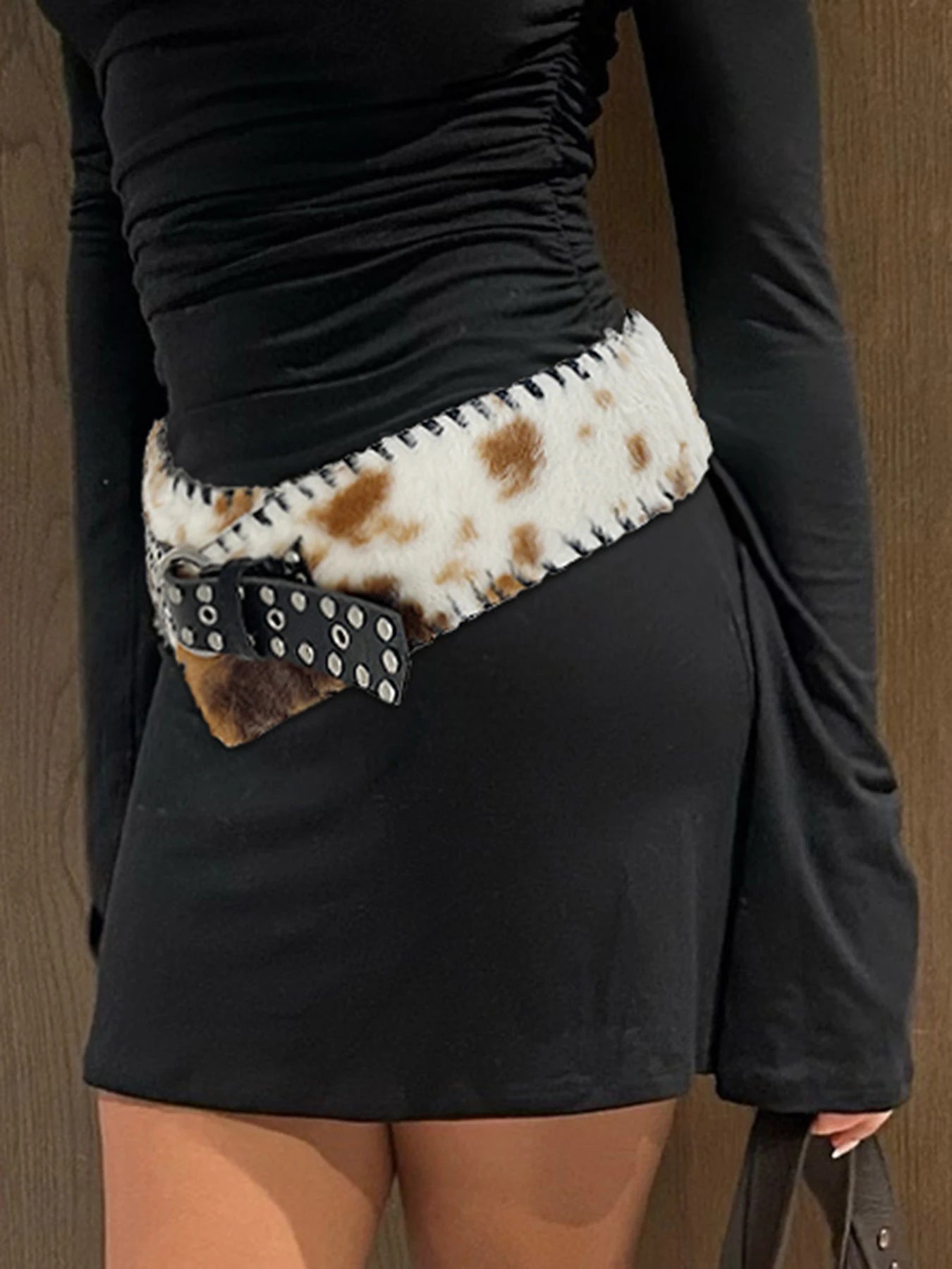 Cinturones de piel sintética clásica de moda para mujer con estampado de vaca, accesorios retro exquisitos