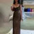 Sexy Sequin Single Shoulder Long Dress Women Vintage Glitter Pleated Sleeveless Tube Dresses Female Spring Chic Evening Holiday