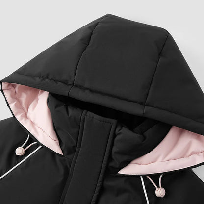 Chaqueta de plumas para mujer, de longitud media, con tres capas, suelta, con almacenamiento de calor, mangas raglán, nueva chaqueta de invierno a juego con la cintura.