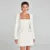 Elegante vestido de fiesta corto de tweed para mujer, manga larga, cuello cuadrado, bolsillo falso, vestidos de noche de otoño, brillantes, ajustados, de corte A.