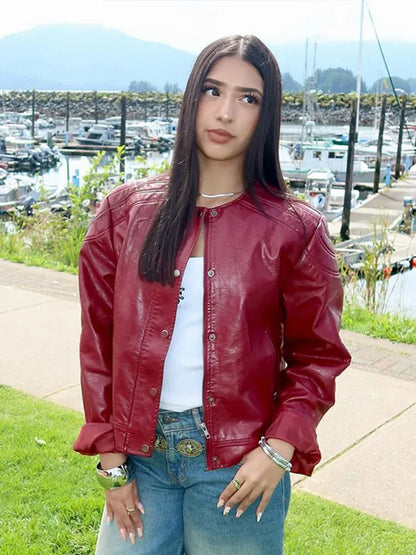 PU Leather Jackets Long Skirts Women’s Set Vintage Solid O-Neck Jackets A-Lined Slim Fit Skirt Sets Female Chic Street Outfits