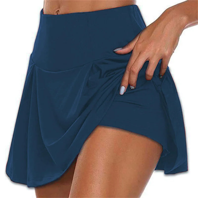 Faldas cortas de verano para mujer, para correr, tenis, baile, fitness, de secado rápido, con forro liso, cintura alta, DF4987