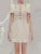 Elegante vestido corto estilo europeo con estampado floral 3D, cuello redondo, cuentas huecas, moda para mujer, primavera-verano 2025, 1346