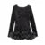 Vestido corto sexy con lentejuelas Y2K y volantes para mujer, elegante, sin espalda, cuello redondo, manga larga, negro, ajustado, para fiesta de otoño