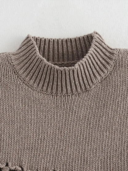 Elegant Knitted Sleeveless Tassel Sweater Women Vintage Solid Turtleneck Pullover Sweaters Female Spring Chic Design Street Tops