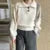 Suéteres casuales de punto liso con solapa para mujer, suéter vintage holgado de manga larga con botones, tops elegantes y chic para otoño