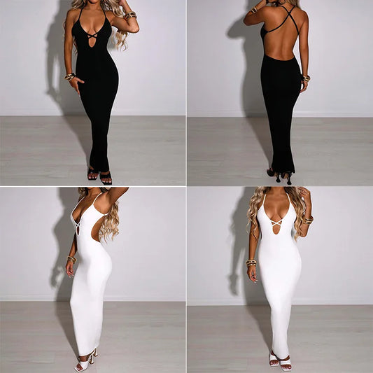 Y2K popular cross-border European and American women’s summer bandage sexy Hip Wrap Dress Black