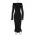 Sexy Big Backless Long Dress For Women Elegant Slim Fit Wave Fungus Ear Patchwork Evening Dresses Long Sleeve Autumn New