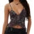 Graphic Printed Mesh See Through Vest Women Sexy Casual V-neck Sleeveless Suspender Camisole Patchwork Tank Top Y2K Streetwear