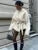 Abrigo blanco con cordones y cuello en V para mujer, holgado, de calle, de manga larga, con parches, para otoño, estilo vendaje, nuevo