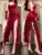 Vestidos rojos de terciopelo con volantes irregulares Y2K para mujer, vestido de fiesta de noche con tirantes finos, vestido de otoño para mujer, vestidos ajustados con abertura alta
