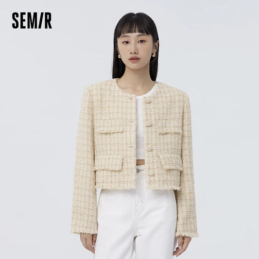 Coat Women  Spring New Short Fur Edge Elegant Warm Coat