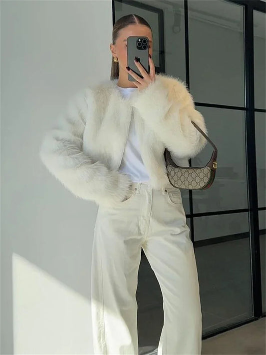 Suéter de lujo de gran tamaño para mujer, ropa de calle holgada de manga larga y cintura alta, chaquetas de invierno para mujer, nuevo