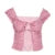 Fairy Grunge Plaid Crop Top Summer Women Short Sleeve Tie Up Bandage Vest Kawaii Off Shoulder T Shirt Female Clothes
