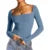 Square Collar Crop Top y2k Clothes Women Solid Color Long Sleeve T Shirt Basic Slim Fit Tees 2000s Clothing Streetwear