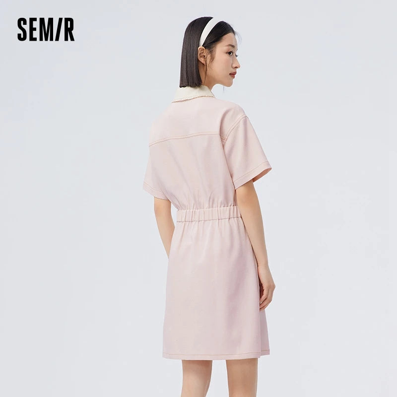Dress Women’s Lace Doll Collar  Summer New Texture Topstitch Dress