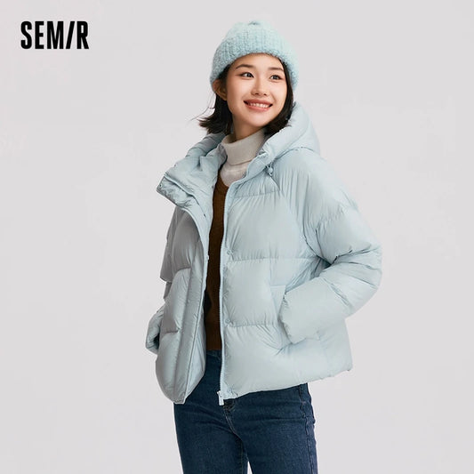 Chaqueta de plumas para mujer, color liso, holgada, versátil, de invierno, nueva, con capucha y tres capas.