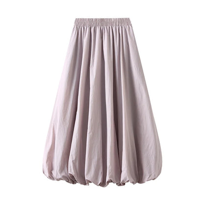 Faldas de burbuja para mujer, ropa de verano, color sólido, cintura alta, línea A, falda larga abullonada, faldas elegantes para mujer, ropa de calle