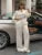 Fashion Commute 2 Piece-Set Trousers Ladies Casual Solid Shirts And High Waist Wide Leg Clothes Outfits Women’s Pants Sets