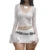 Camisetas Cyber Y2K para mujer, estética, transparente, con encaje floral, acampanadas, de manga larga, estilo gótico grunge de los años 2000, ropa urbana