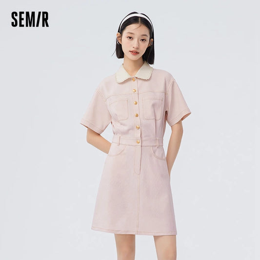 Dress Women’s Lace Doll Collar  Summer New Texture Topstitch Dress