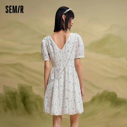 Dress Girl Bow Girl Feeling  Summer New Love Fragmented Flower Bud Dress