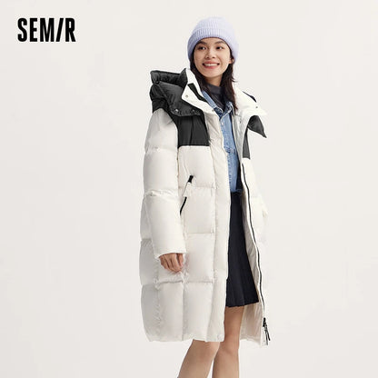 Down Jacket Women Long Length Water-Repellent  New Winter Detachable Hood Winter Clothing