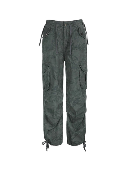 Pantalones vaqueros cargo con estampado de camuflaje para mujer, bolsillos, cintura media, estilo vintage preppy hippie, rectos