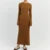 Women Elegant Ribbed Knit Full Sleeve Maxi Dress Crew Neck Bodycon Pencil Long Dress Tie Waist Dress 90s Vintage Streetwear