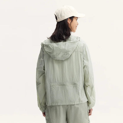 Jacket Women Splicing Mesh Hooded Jacket Loose  Summer New Texture Cooling Sunscreen Clothes Hundred