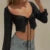 Top corto estético vintage de verano para mujer, camiseta de malla de manga larga con cordones, ropa estilo vendaje Y2K, camisetas casuales grunge
