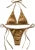 Sexy Women’s Metallic Halter Top Two Piece Swimsuit Tie Side Triangle Bikini Summer Solid Bathing Suit Beachwear Bikini Set
