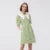 Dress Women Contrast Color Big Lapel Summer New Full Print Waist Textured Skirt Fresh For Women