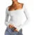 Square Collar Crop Top y2k Clothes Women Solid Color Long Sleeve T Shirt Basic Slim Fit Tees 2000s Clothing Streetwear